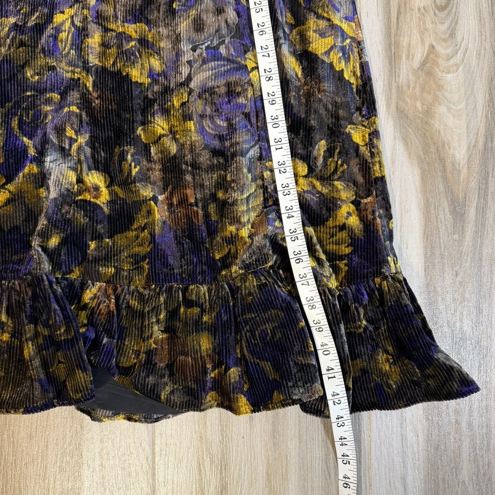 NWT Sea New York Dress Dogwood Dropped Shoulder Velvet Midi 6 Dark Floral Fall - Picture 11 of 13